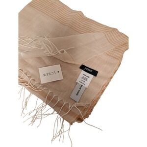 J Crew Striped Cotton Viscose Cashmere Scarf One Size Made in Italy Neutral